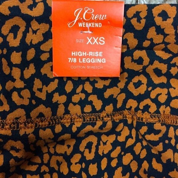 J. CREW WEEKEND 7/8 Leggings Women’s SZ XXS High Rise Leopard Print Stretch NEW - Picture 3 of 6